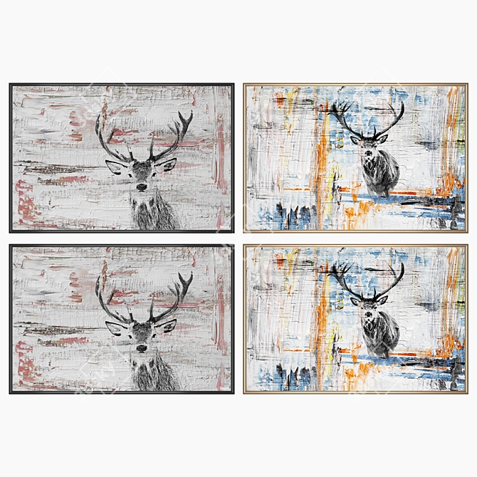 Abstract Wall Painting Set 3D model image 2