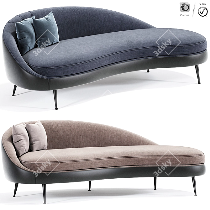 Elegant Sand Curve Sofa 3D model image 1