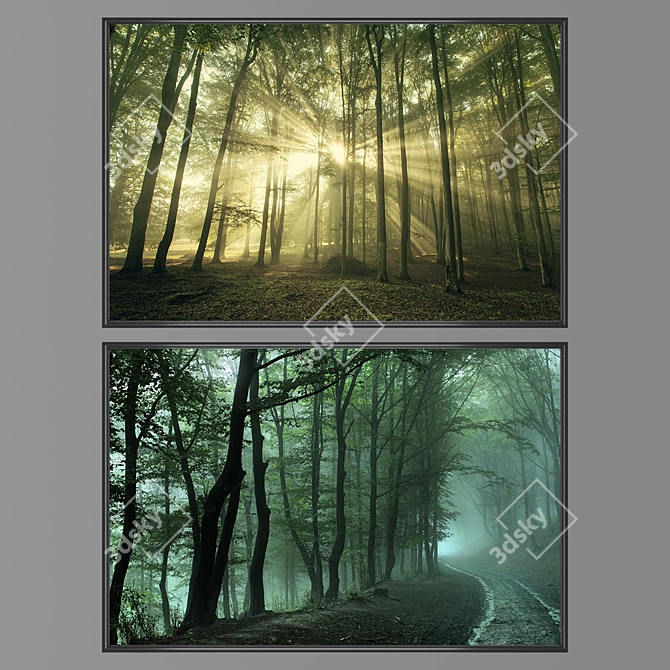 Elegant Wall Art Set with Frame Options 3D model image 1