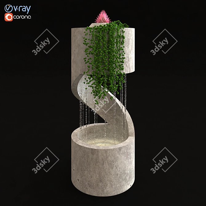 Spline Geometry Interior Fountain 3D model image 5