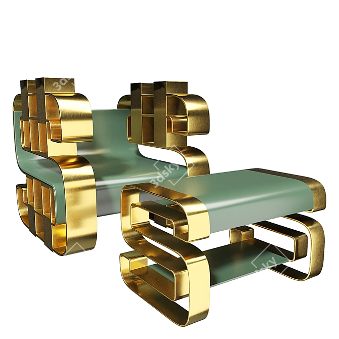 Dollar Shaped Chair and Table Set 3D model image 2