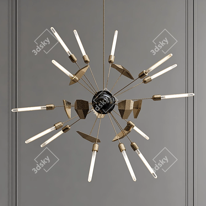 Elegant Brass Pendant Lamp 3D model image 1