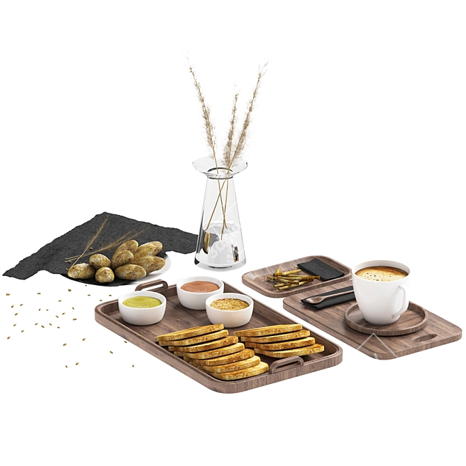 Elegant Coffee Set with 3D Max+V-Ray 3D model image 1