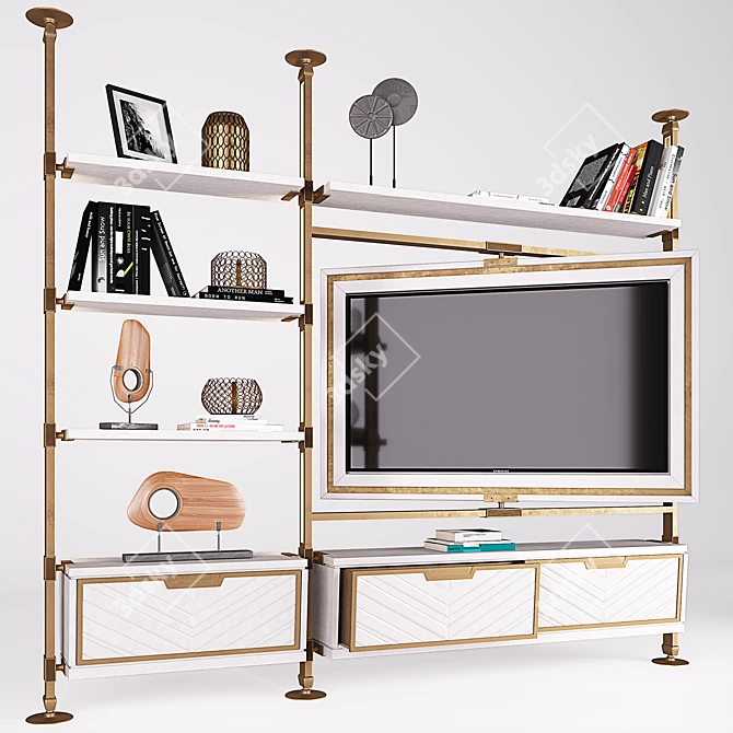 Rotatable Double Sided TV Cabinet 3D model image 1
