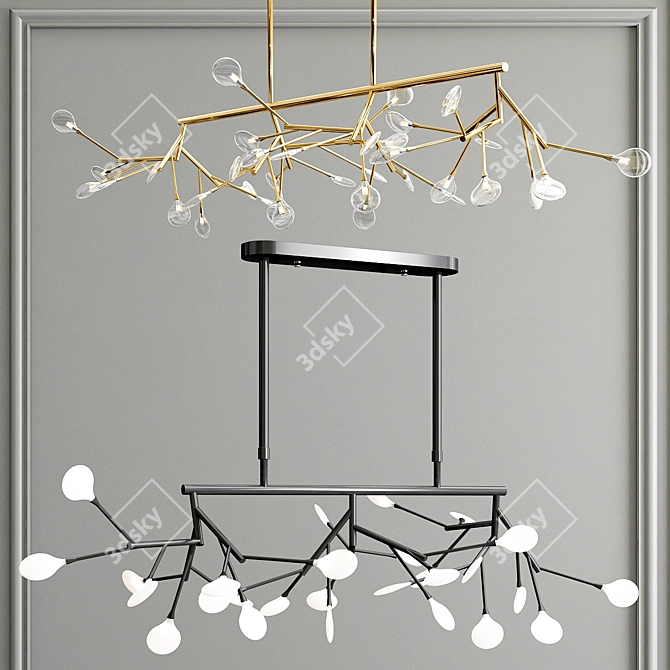 Golden Branch Chandelier 3D model image 1