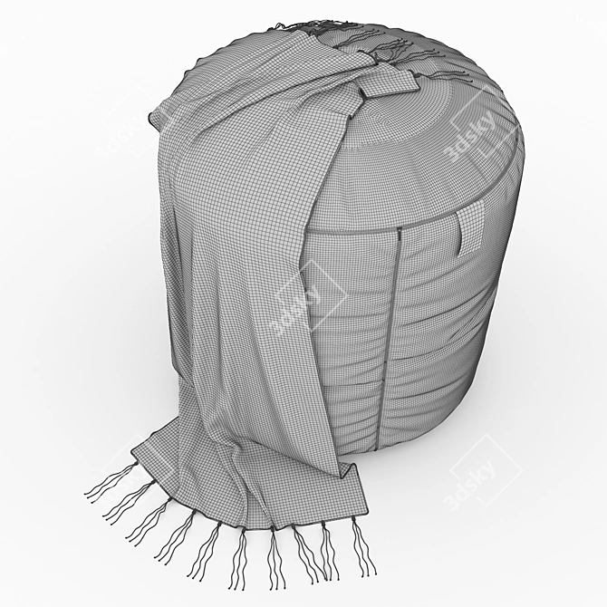 Plaid Puff: Stylish Round Fabric Accessory 3D model image 10