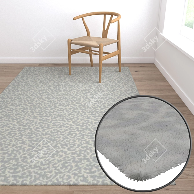 3-Piece High-Quality Carpets Set 3D model image 5