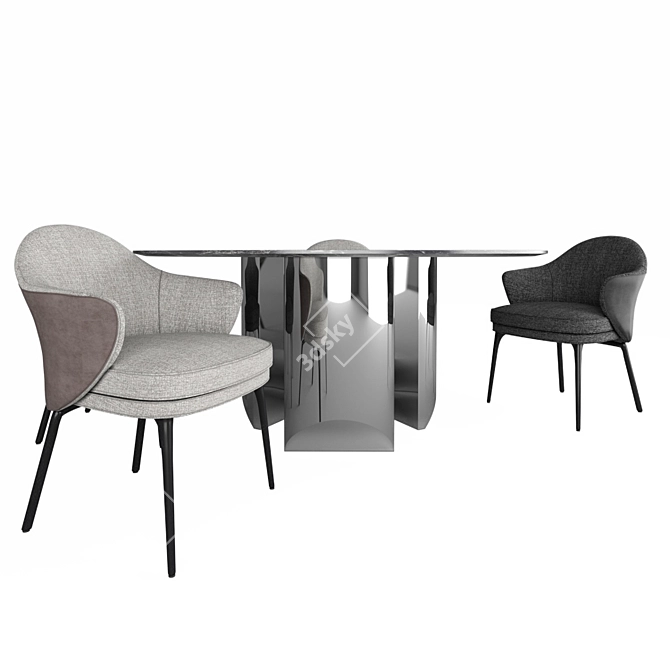 Elegant Angie Chair & Wedge Table 3D model image 3