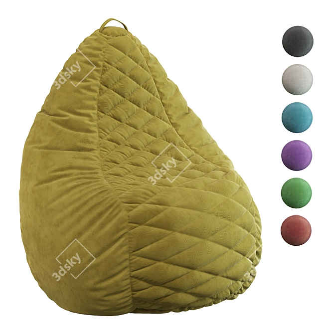 Velvet Yellow Spain Bean Bag XXL 3D model image 1