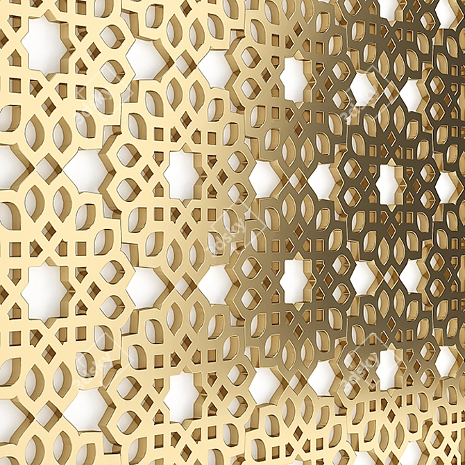 Elegant Brass Decorative Partition 3D model image 2