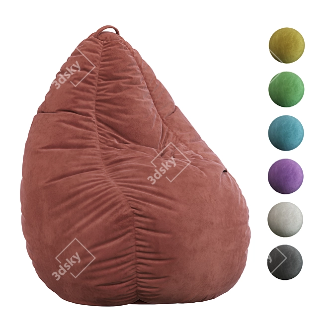 Plush Yellow Velvet XXL Bean Bag 3D model image 1