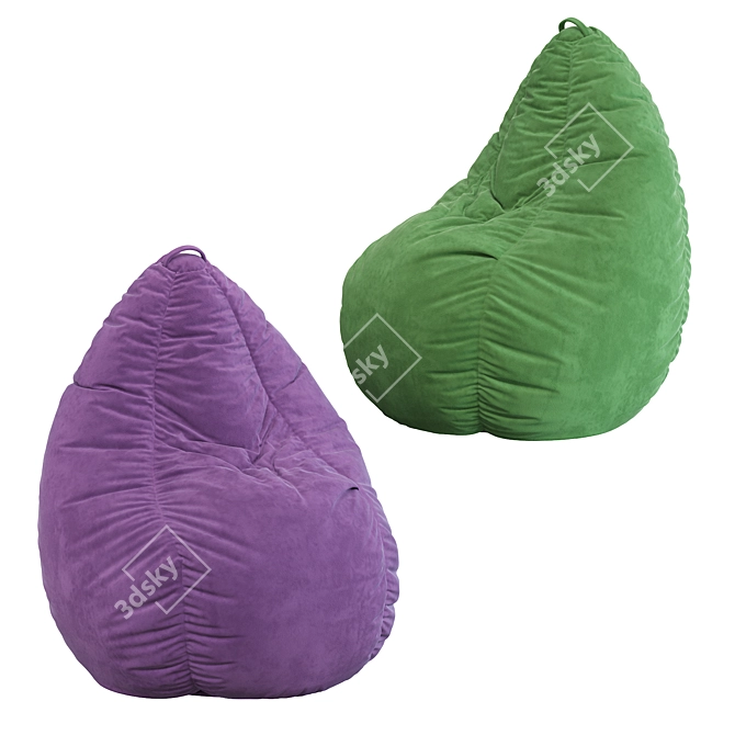 Plush Yellow Velvet XXL Bean Bag 3D model image 4