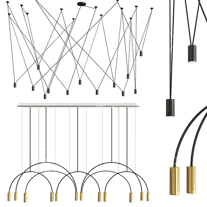 Modern Minimalist Chandeliers: Stylish Illumination 3D model image 1