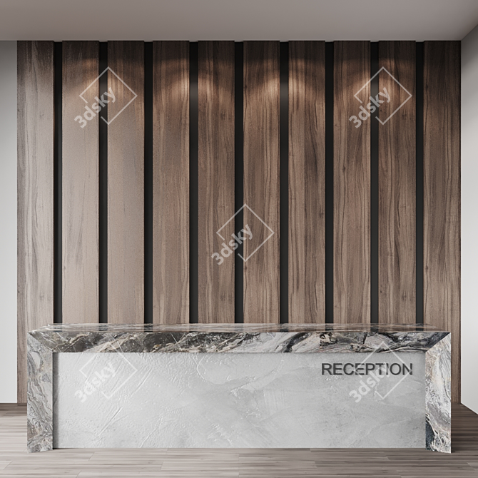 Modern Reception Desk in Oak 3D model image 1