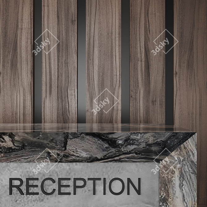 Modern Reception Desk in Oak 3D model image 2