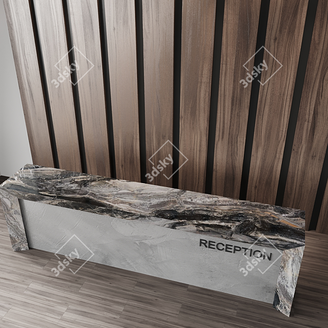 Modern Reception Desk in Oak 3D model image 3