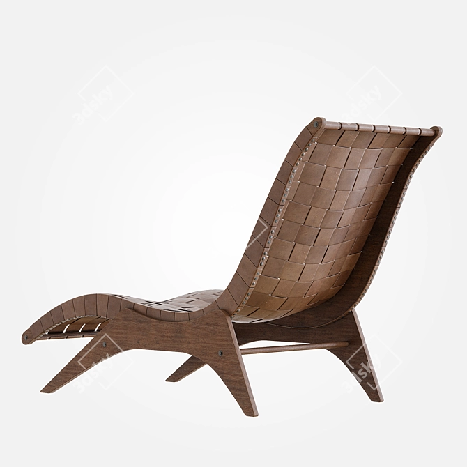 Sleek Leather Lounge Chair 3D model image 3