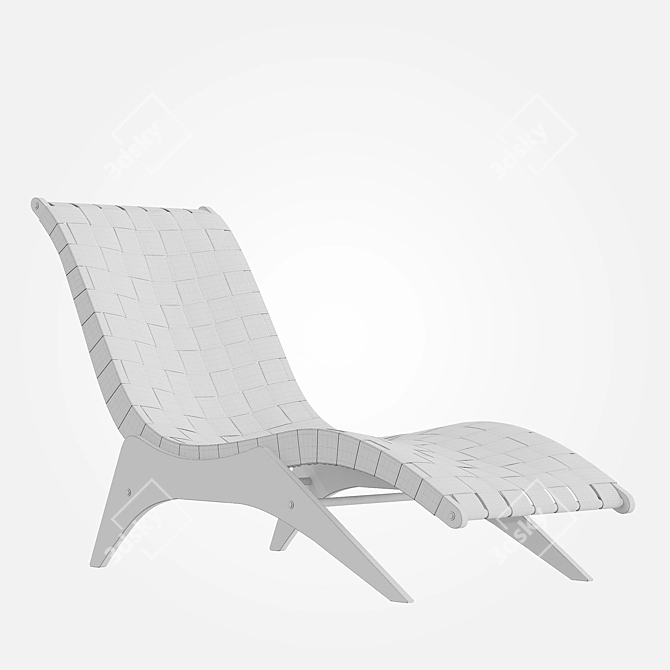 Sleek Leather Lounge Chair 3D model image 5