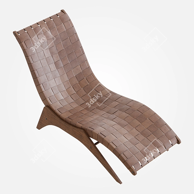 Sleek Leather Lounge Chair 3D model image 8