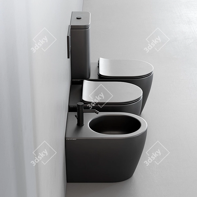 Moon Close Coupled Ceramic Toilet 3D model image 3