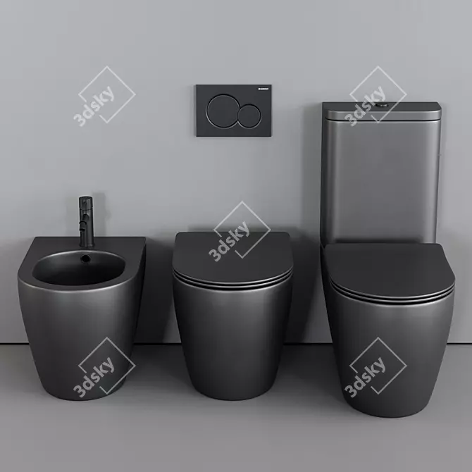 Moon Close Coupled Ceramic Toilet 3D model image 4