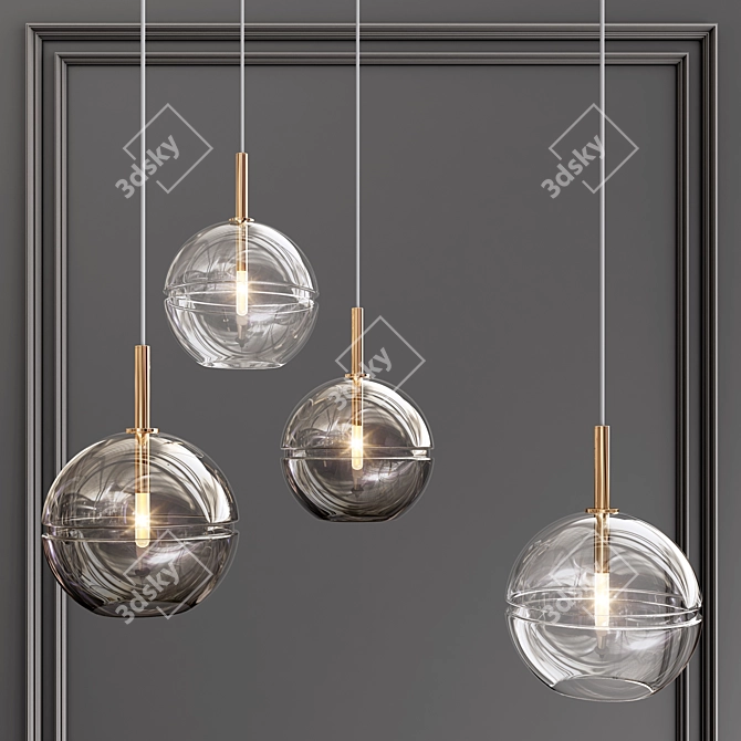 Sleek Glass Art Chandelier 3D model image 1