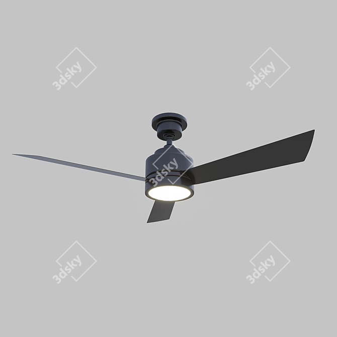 Sleek Black Ceiling Fan 3D model image 1