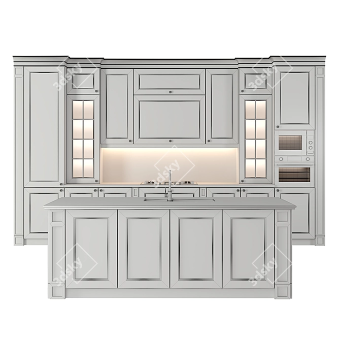 Classic Kitchen Island Set 3D model image 5