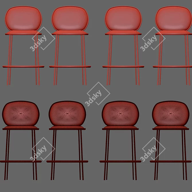 Modern Steel Wire Bar Stool 3D model image 1