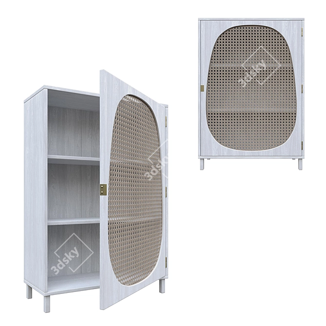 HK Living Webbed Single Door Cabinet 3D model image 2