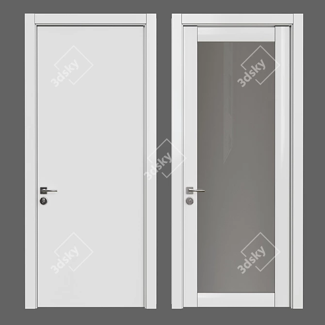 Modern 16-Panel Door 3D model image 1