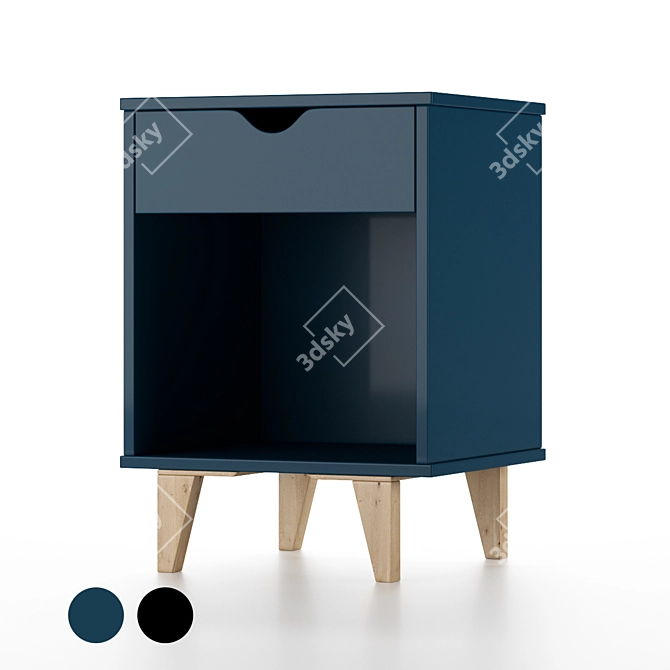 Sleek Nightstand with Drawer 3D model image 1