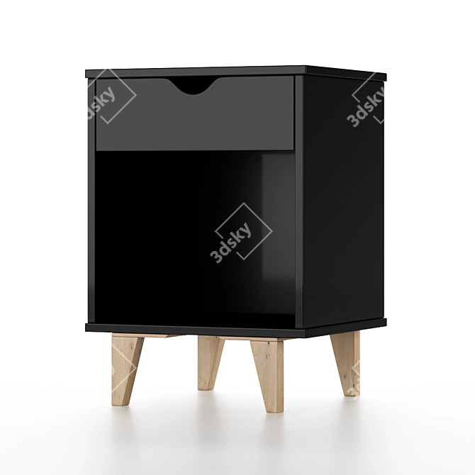 Sleek Nightstand with Drawer 3D model image 2