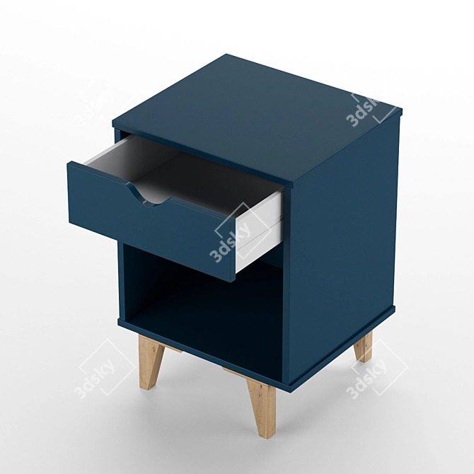 Sleek Nightstand with Drawer 3D model image 3