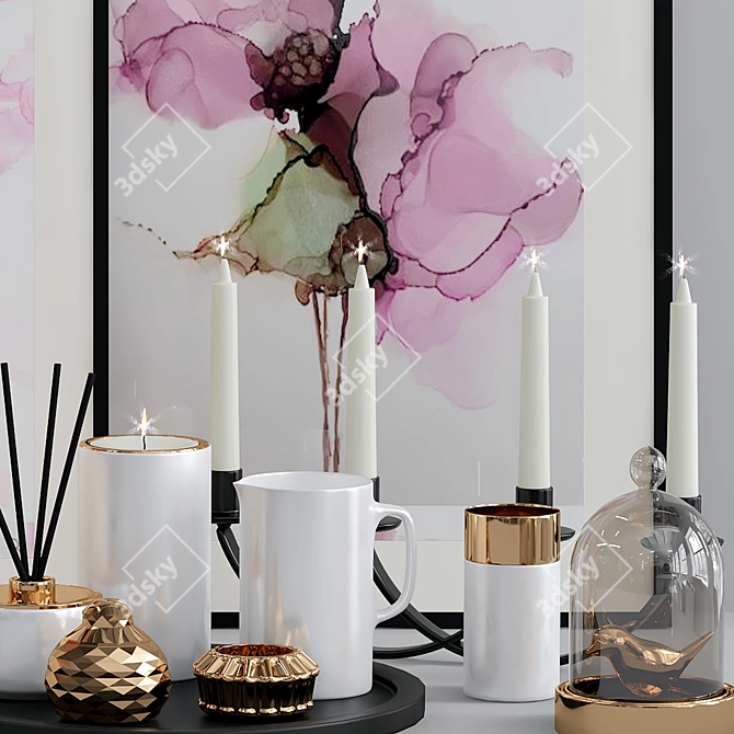 Paradise-inspired Decor Set with Vase 3D model image 3