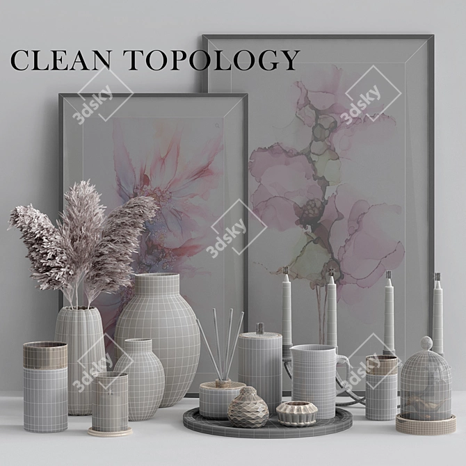 Paradise-inspired Decor Set with Vase 3D model image 5