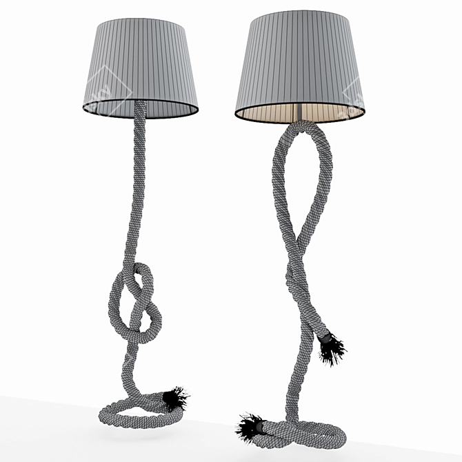 Rustic Rope Floor Lamp 3D model image 4