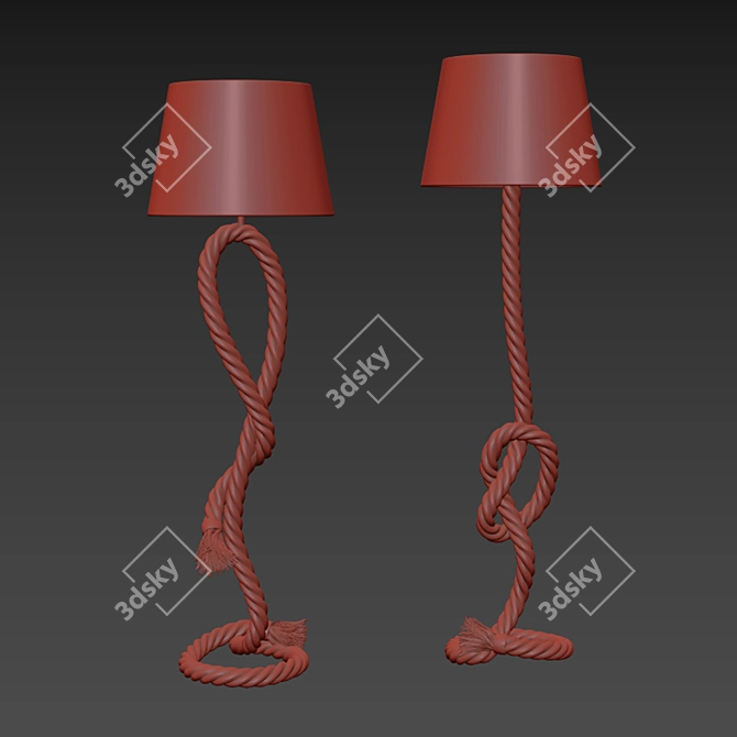 Rustic Rope Floor Lamp 3D model image 5