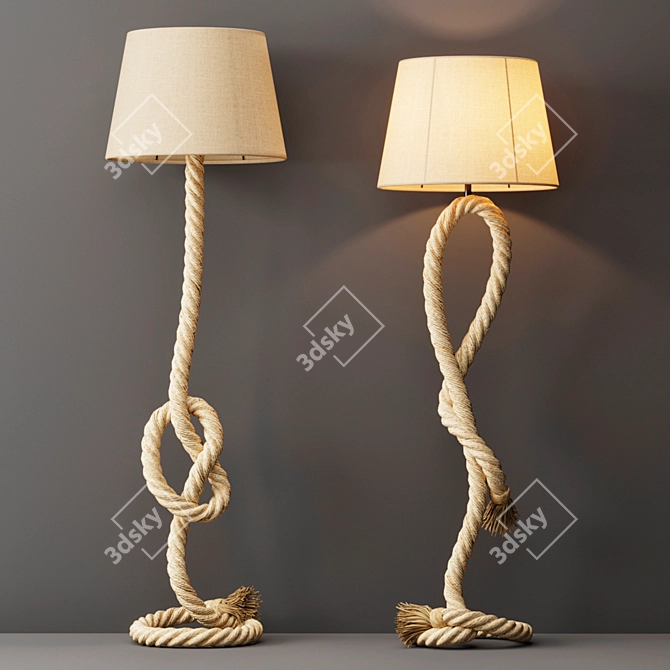 Rustic Rope Floor Lamp 3D model image 6