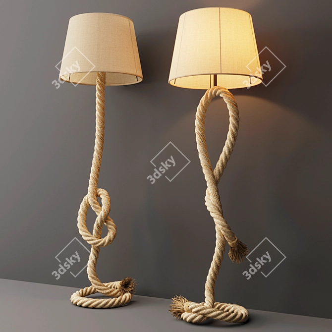 Rustic Rope Floor Lamp 3D model image 7