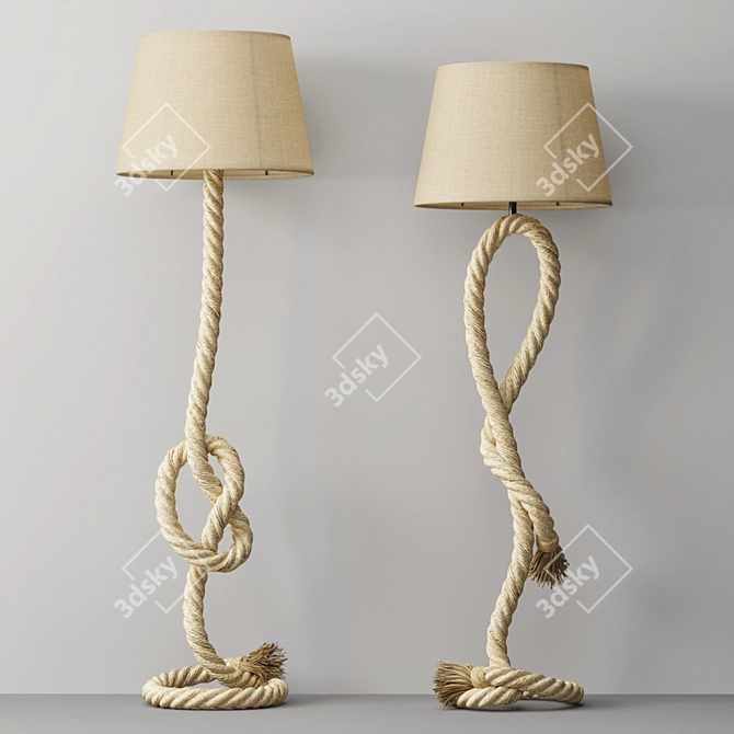 Rustic Rope Floor Lamp 3D model image 8