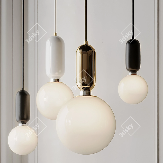 Sleek Glass Ball Pendant Lights 3D model image 1