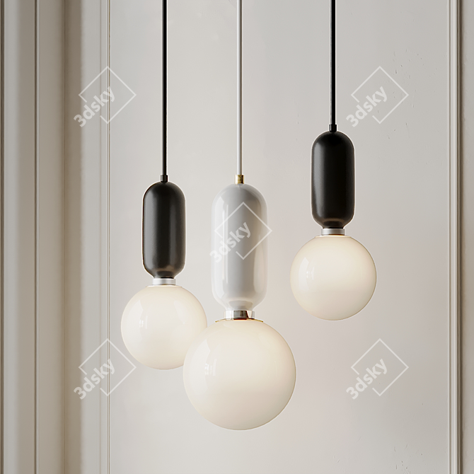 Sleek Glass Ball Pendant Lights 3D model image 2