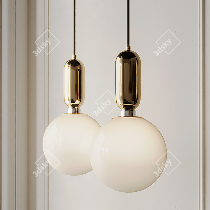 Sleek Glass Ball Pendant Lights 3D model image 3