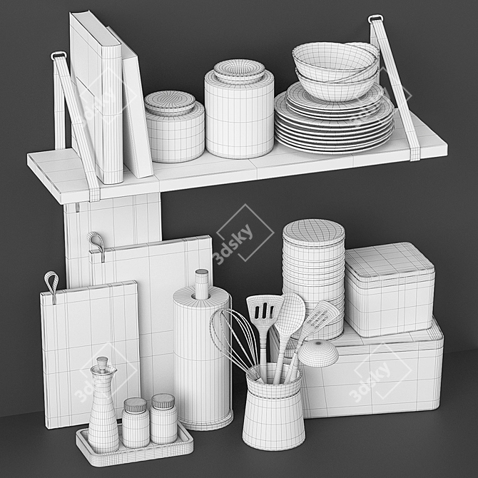 Elegant Kitchen Decor Set 3D model image 3