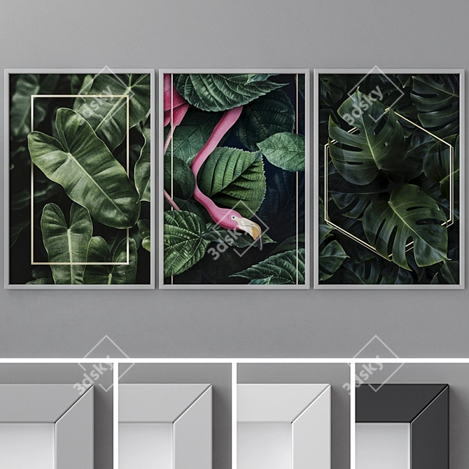 Versatile Set of 4 Photo Frames 3D model image 1