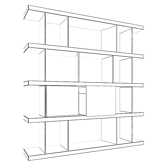 Elegant Walnut Shelving With Drawers 3D model image 3