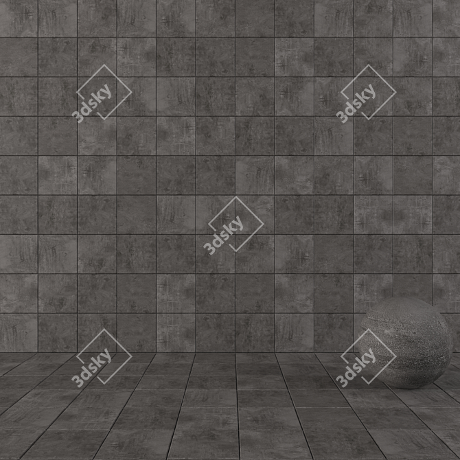 Ares Black Concrete Wall Tiles - Set of 1 3D model image 1