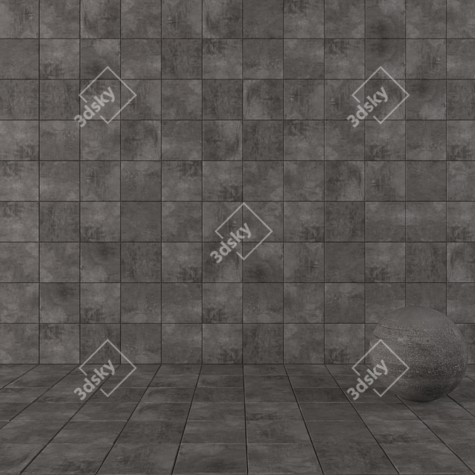 BLACK ARES Concrete Wall Tiles 3D model image 1