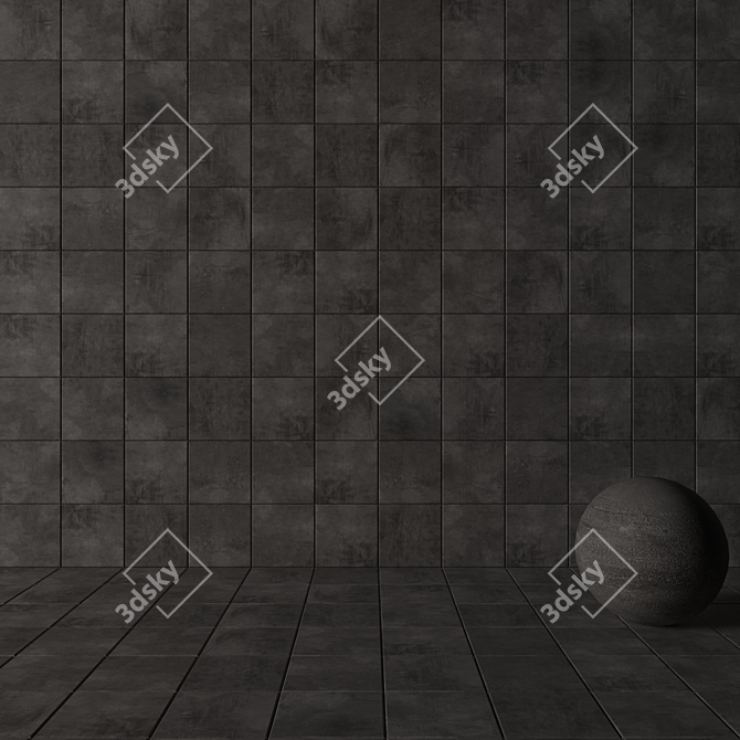 BLACK ARES Concrete Wall Tiles 3D model image 3